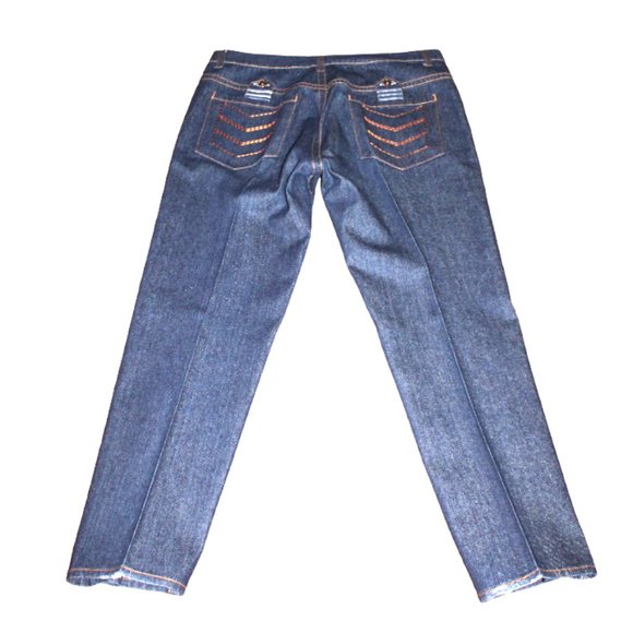 Makaveli Dark Medium Wash Military Inspired Insignia Jeans, Size 40/32 - Picture 6 of 11